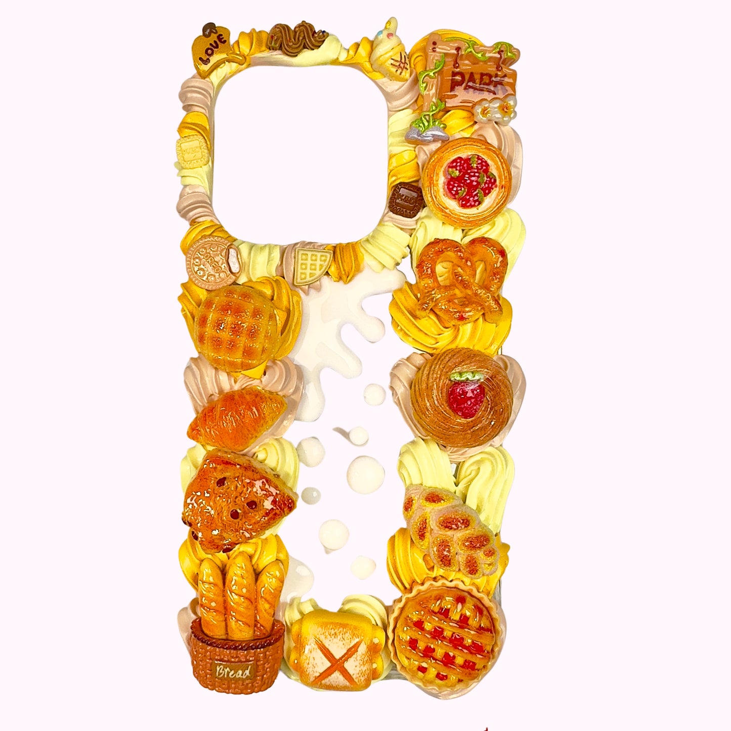 Handmade Bread Decoden Phone Case, Bread-Themed Phone Case