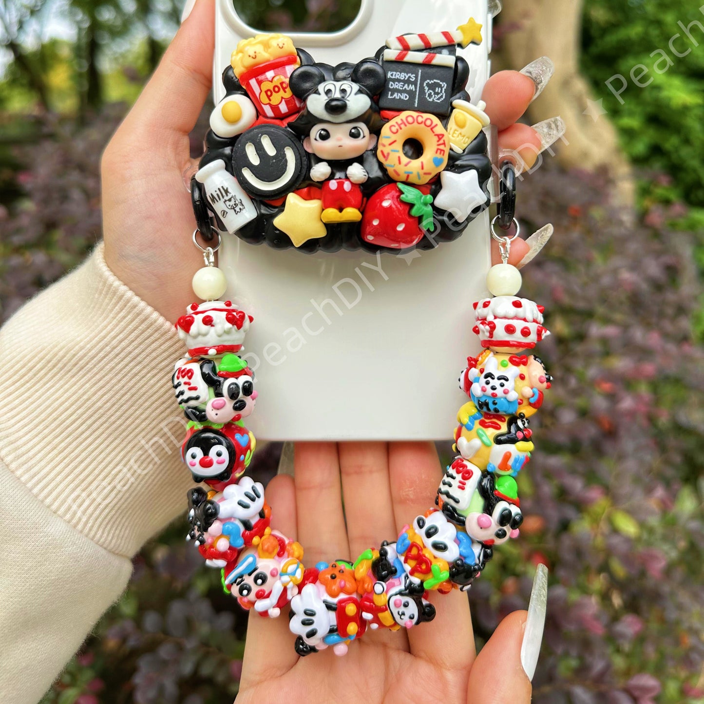 DIY Hand Painted Beads Cartoon Phone Chain