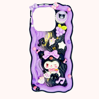 Handmade DIY Kuromi decoden phone case , custom for iPhone and Samsung.