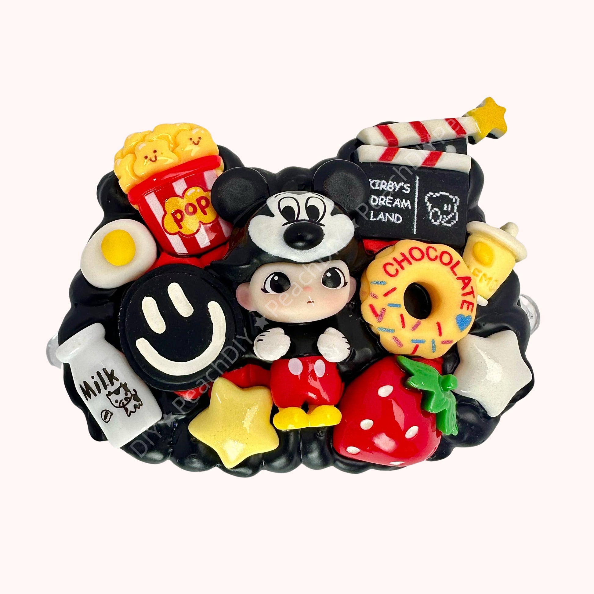 Handmade phone clip with Pop Mart’s Dimoo and Mickey Mouse