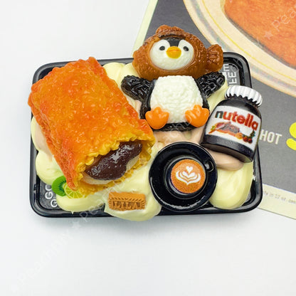 Miniature Chocolate Pie and Penguin Rice Balls Fridge magnets