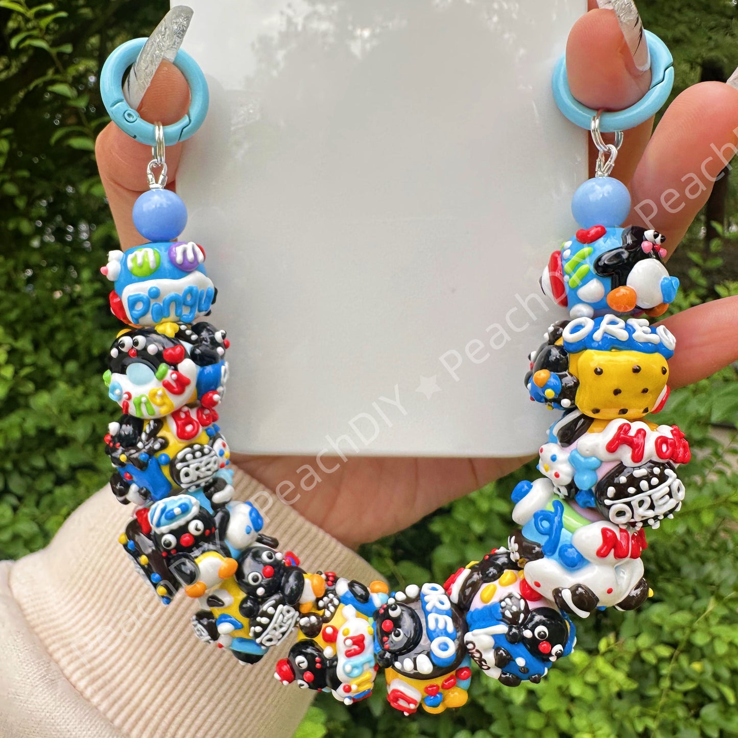 DIY Hand Painted Beads Oreo Style Phone Chain