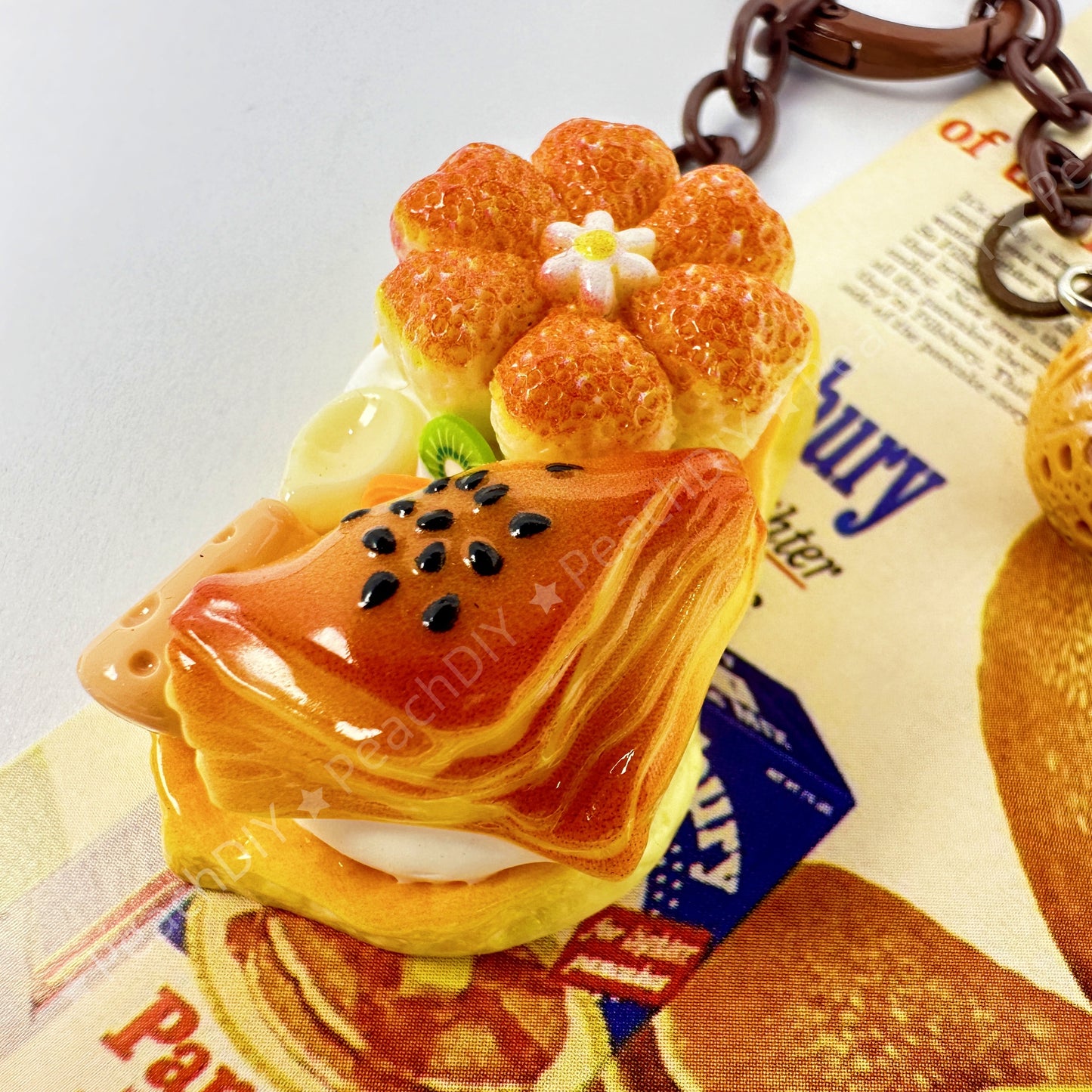 Miniature  Puff Pastry And Bread Decoden Keychain