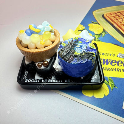 Miniature Van Gogh Cake And Shaved Ice Decoden Fridge Magnets