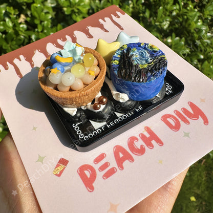 Miniature Van Gogh Cake And Shaved Ice Decoden Fridge Magnets