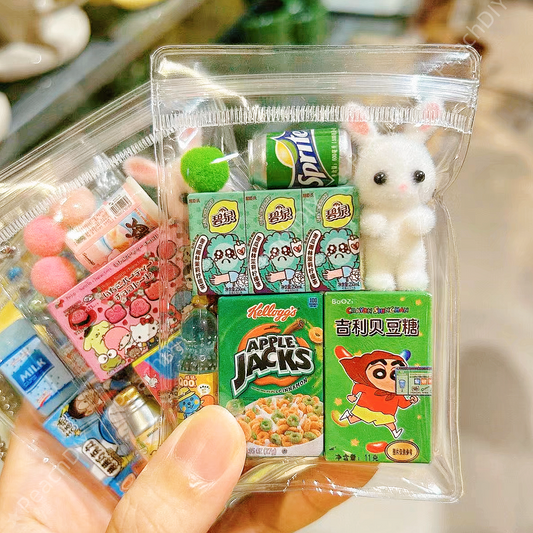 Bunny Snacks Pouch featuring cute bunny illustrations and snack designs. Ideal as a keychain or bag charm for fans of fun and whimsical accessories